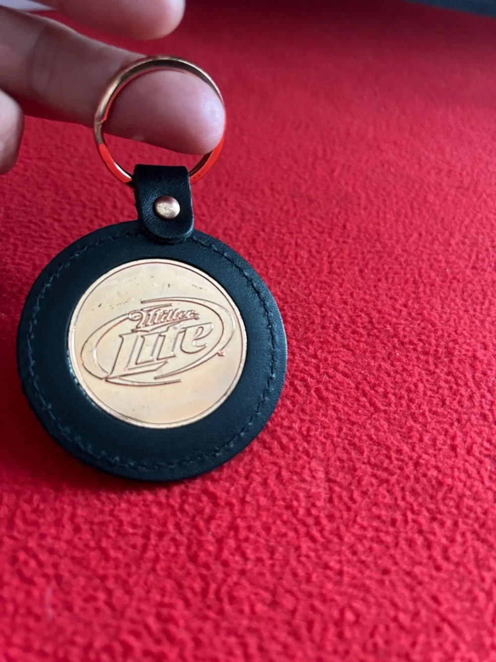 Harley-Davidson Black Leather Keychain with Gold Medallion unisex